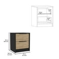 thumbnail image 5 of Modern Nightstand 19" H, Two Drawers, Black / Pine Nightstand Bedside Tables End Side Table For Bedroom Living Room, 5 of 5
