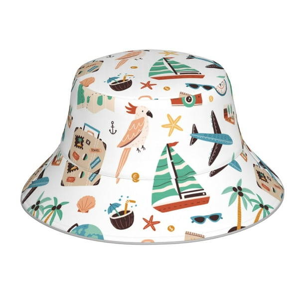 Fotbe Travel1 Sombrero Tipo Pescador con Estampado – Sombrero de Sol de Algodón de Moda para Playa, Golf, Pesca