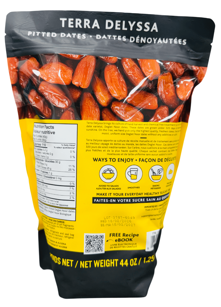 Terra Delyssa 44oz Organic Pitted Dates – Deglet Noor, No Sugar Added, Natural Sweet Snack