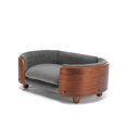 thumbnail image 6 of Pefilos 26" Elevated Pet Dog Bed with Solid Wood Legs and Walnut Bent Wood Back, Cashmere Cushion, Pet Sofa for Indoors Dogs, Gray, 6 of 9