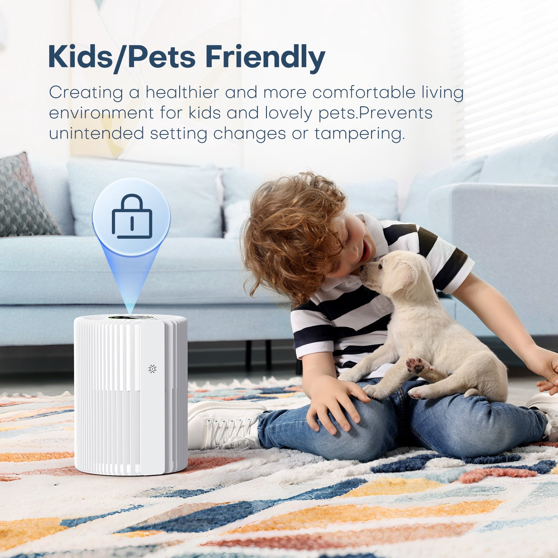 Breezome Air Purifier for Home, HEPA Air Cleaner with Smart WiFi Control, Air Quality Monitor & Sleep Mode, Especially for Pet Hair, Dust, Smoke, Bedroom, Office, White