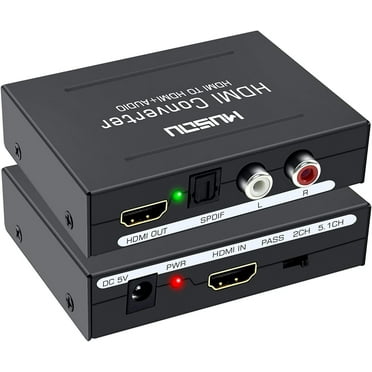HDMI Audio Extractor, HDMI to HDMI Optical Toslink SPDIF or 3.5mm AUX Stereo Audio Out,4K@60Hz HDMI to Optical AUX Audio Adapter Supports HDCP2.2(NOT Support ARC)