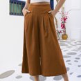thumbnail image 2 of Pantalón capris con bolsillo para mujer pantalón suelto y fluido cómodo pantalón palazzo ropa diaria, 2 of 8
