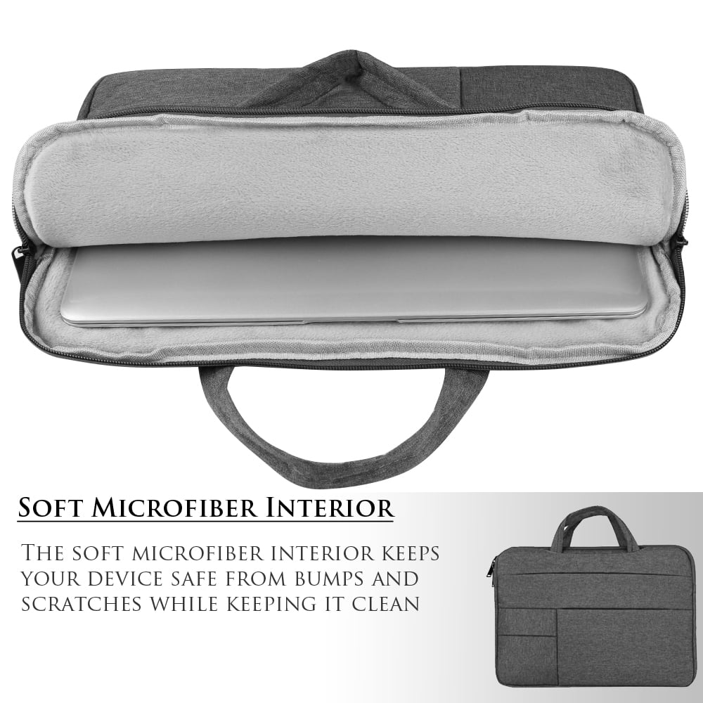 SUMACLIFE Universal Nylon Padded Hybrid Sleeve & Briefcase Bag For 13"/ 14" Inch Laptops With Hideaway Handles, Microfiber Interior, And Protective Exterior For School, Travel, and Work (Grey)