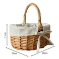 thumbnail image 4 of Picnic Basket Hand-Woven Flower Basket with Handle and Fabric Lining Sturdy, Spacious, Versatile for Grocery, Vegetable, Fruit Storage, 4 of 7