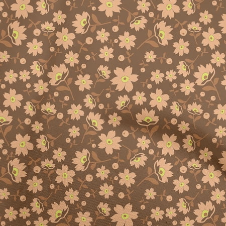 oneOone Silk Tabby Brown Fabric Leaves & Clover Sewing Craft Projects Fabric Prints By Yard 42 Inch Wide