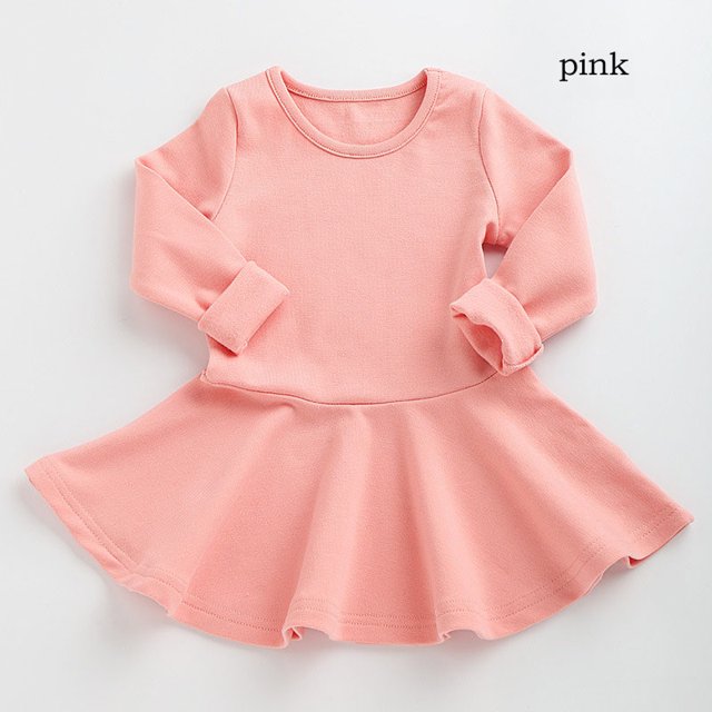 AAMILIFE 1-4 Ans Filles Automne Robe Chaude Sélectionné de Haute Qualité en Coton Princesse Robe Série Couleur Unie Rouge/violet/noir