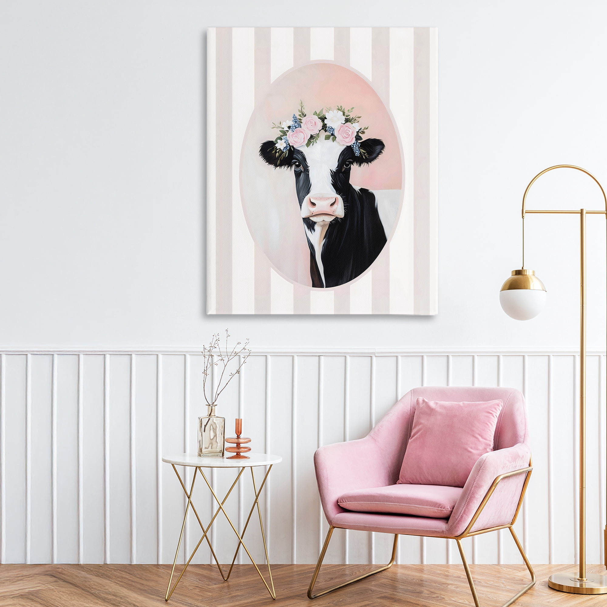 Stupell Industries Soft Cow with Floral Crown Canvas Wall Art, design by Arlington Prints