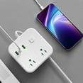 thumbnail image 1 of NARABB Smart Socket Fast Charging Converter Extension Cable Terminal Block Detachable Storage Bracket White 2-port+2USB+Type-C Port - US Standard Three Plug, 1 of 8