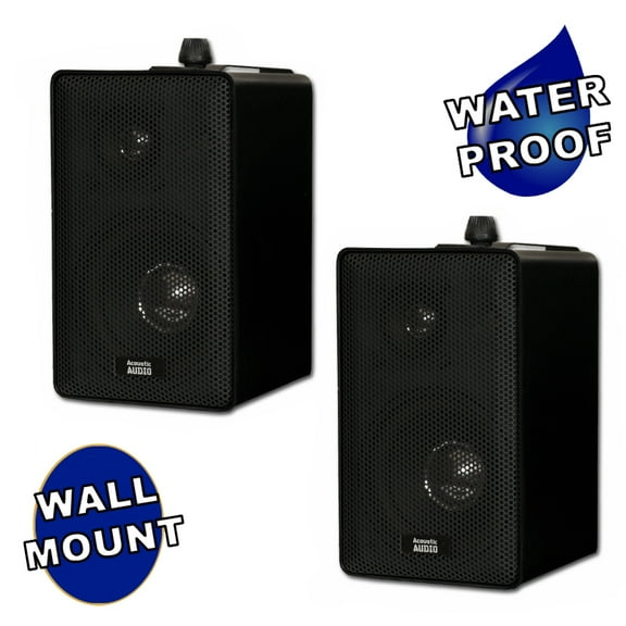 Acoustic Audio 251B Indoor Outdoor 3 Way Speakers 400 Watt Black Pair New