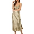 thumbnail image 2 of Unique Bargains Women's Satin Pajama V Neck Sexy Nightdress Soft Midi Lounge Dress, 2 of 5