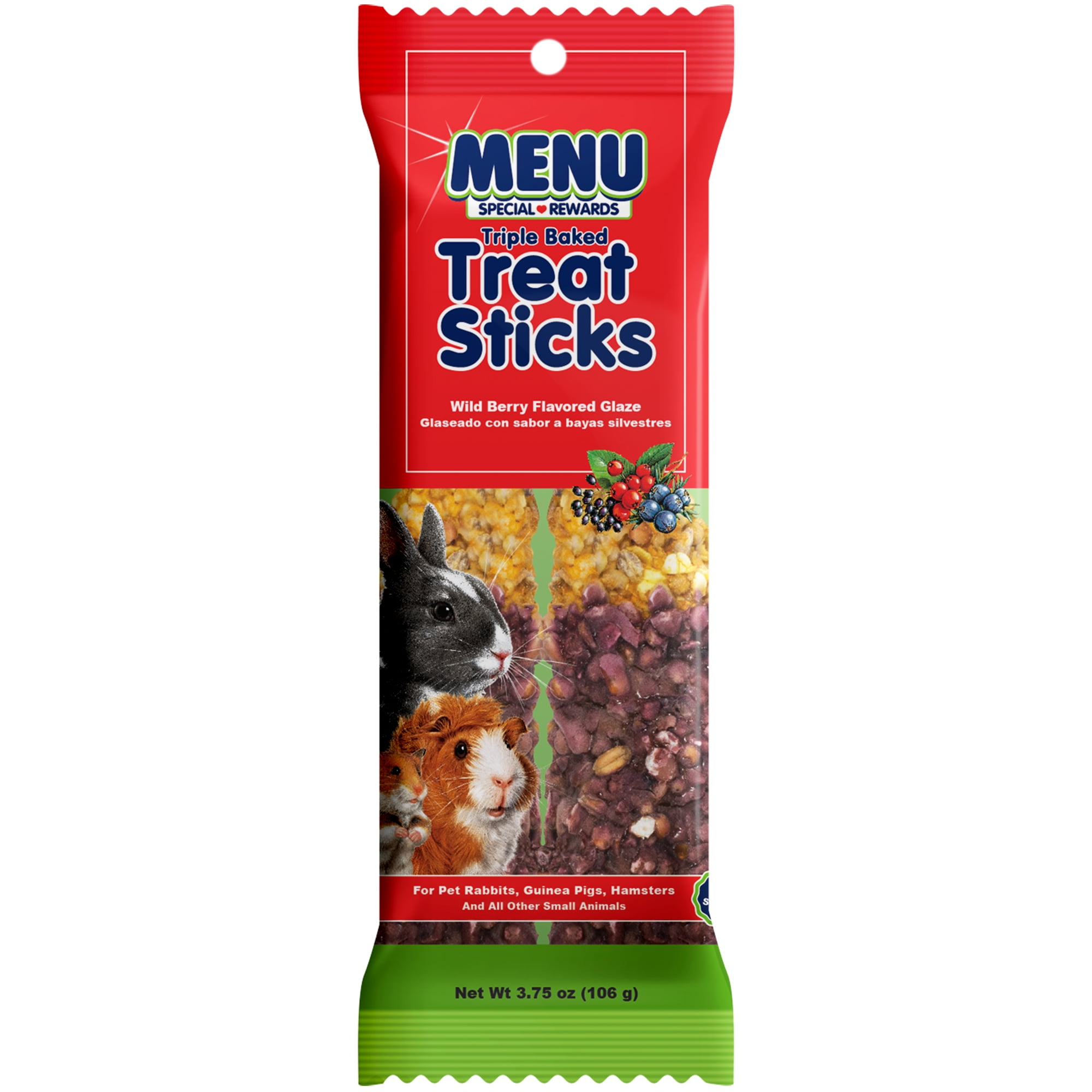 Menu Crunch Sticks Chewable Treat for Rabbit, Guinea Pigs, Hamsters - Supports Healthy Teeth