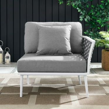 Modway Stance Outdoor Patio Aluminum Right-Facing Armchair in White Gray