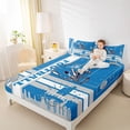 thumbnail image 4 of jejeloiu Rugby Gamer Bed Sheets,Football Sport City King Sheets,Blue Gray White Sheet Set For Boys Kids,Microfiber Bedroom Decor,4pcs, 4 of 7