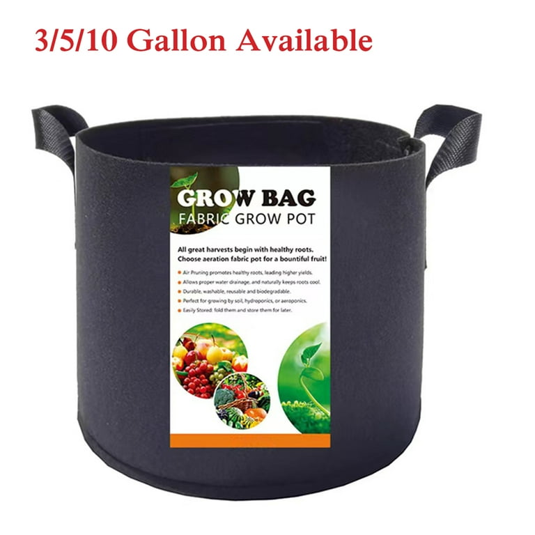 VIVOSUN 5-Pack 5 Gallon Grow Bags Heavy Duty 300G Thickened Nonwoven Plant  Fabric Pots with Handles