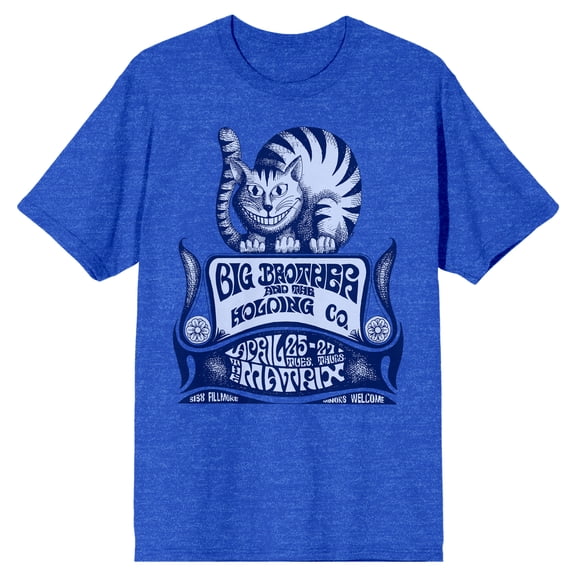 Big Brother & the Holding Co. Cat Logo Men's Royal Blue T-Shirt With Short Sleeves and Crew Neck-3XL
