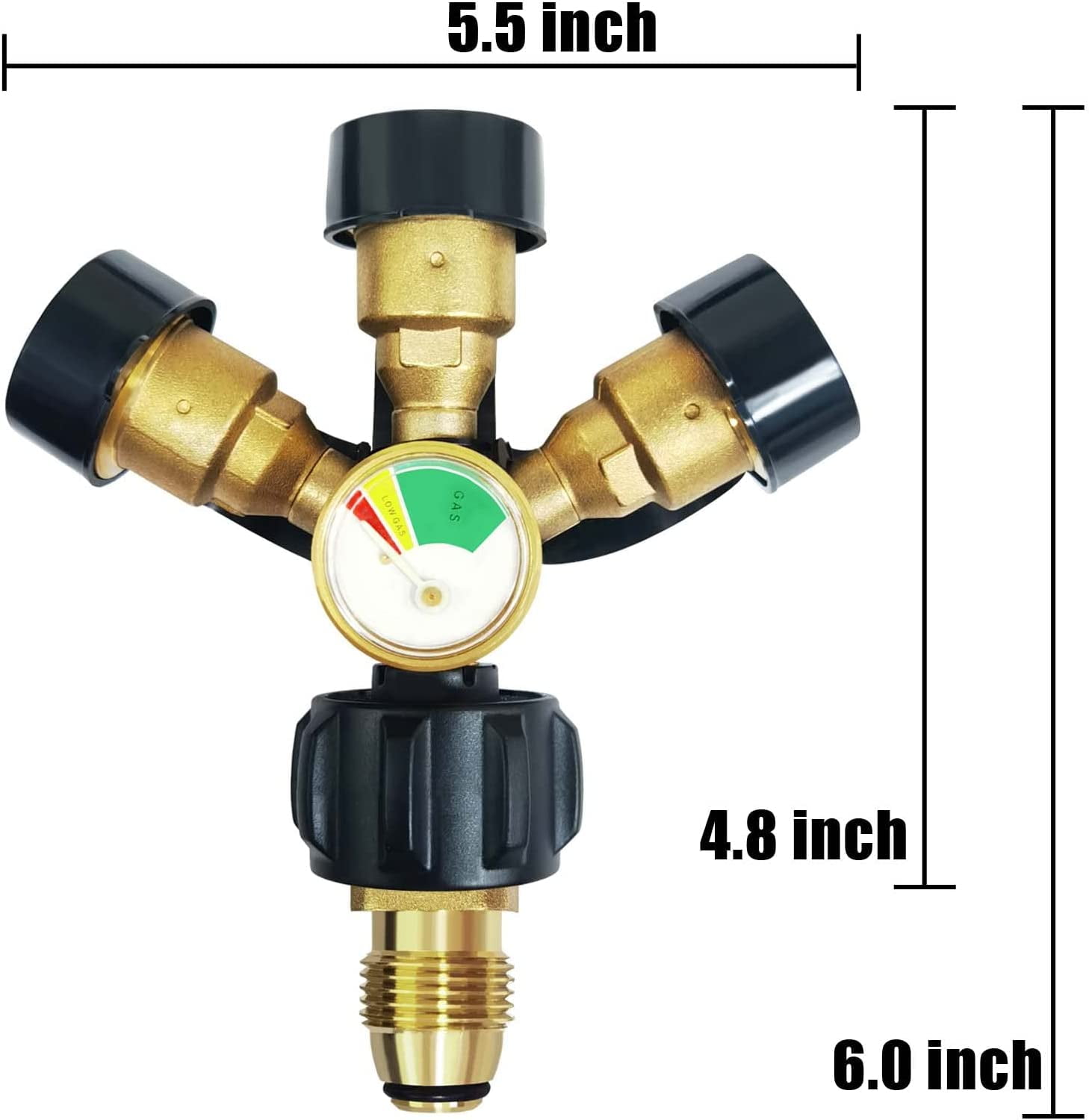 Upgraded 3 Way Propane Splitter QCC POL with Connector and Regulator Gauge Shut Off Valve Walmart