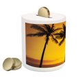 thumbnail image 2 of Tropical Piggy Bank, Tropical Sunset Coastal Theme Beach Coconut Trees Exotic Vacation Picture, Ceramic Coin Bank Money Box for Cash Saving, 3.6" X 3.2", Pale Orange Brown, by Ambesonne, 2 of 4