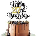 thumbnail image 1 of Cake Topper Leetaivie 27.º Cumpleaños Negro y Dorado con Brillo, 1 of 5