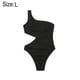 thumbnail image 2 of Traje de baño de una pieza con recorte negro para mujer Traje de baño de un hombro Trajes de baño Monokini acanalados, 2 of 7