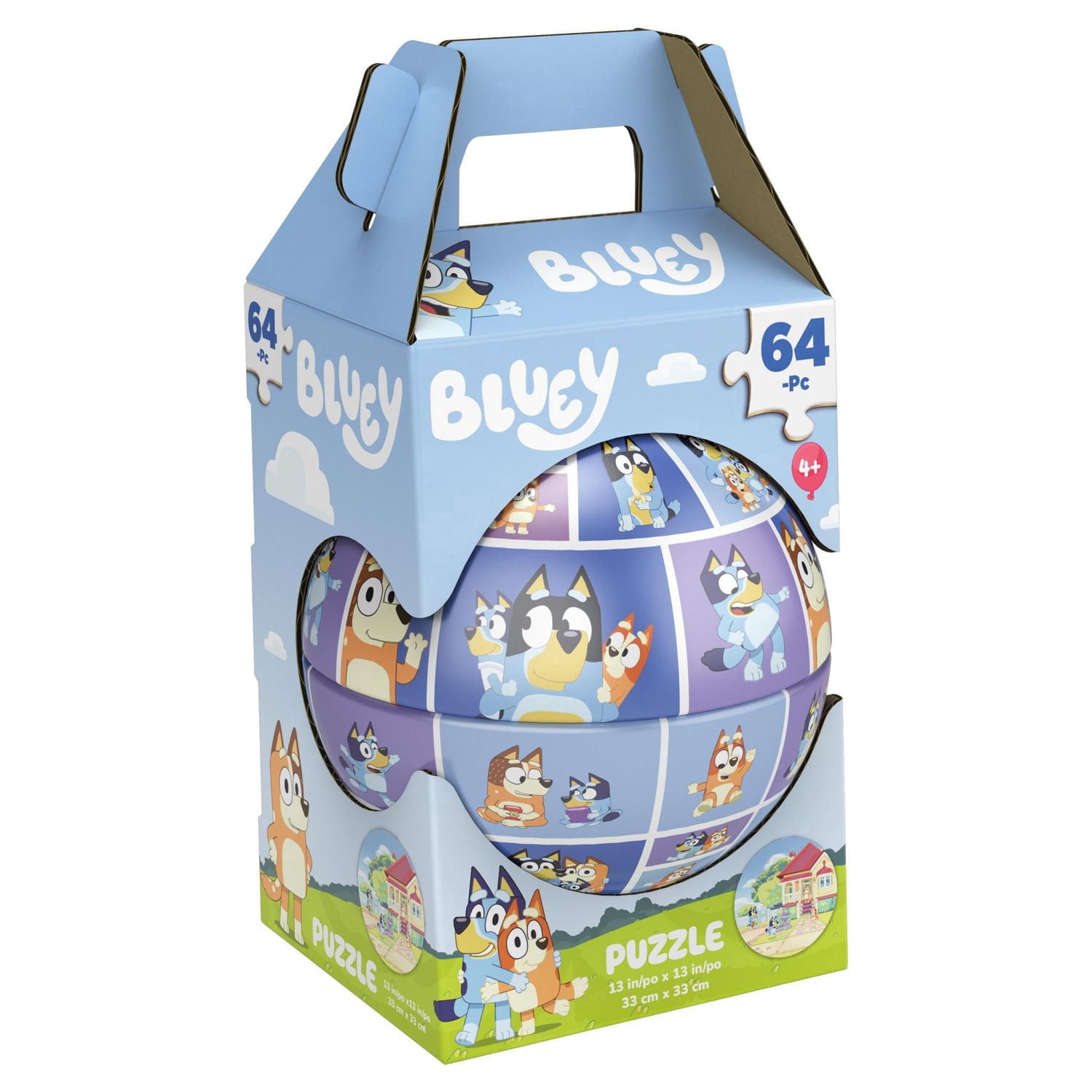 Spin Master Games, Bluey, 64-Piece Puzzle Sphere, Round Puzzle, Puzzles for Preschoolers, Bluey Puzzle, Ages 4+