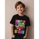thumbnail image 1 of Boys' 1st Grade First Day of School T-Shirt - Vibrant "It'S My First Day of 1st Grade" Graphic, Breathable & Comfortable Summer Tee, Casual Streetwear Style, Black with Colorful Letteri, 1 of 5