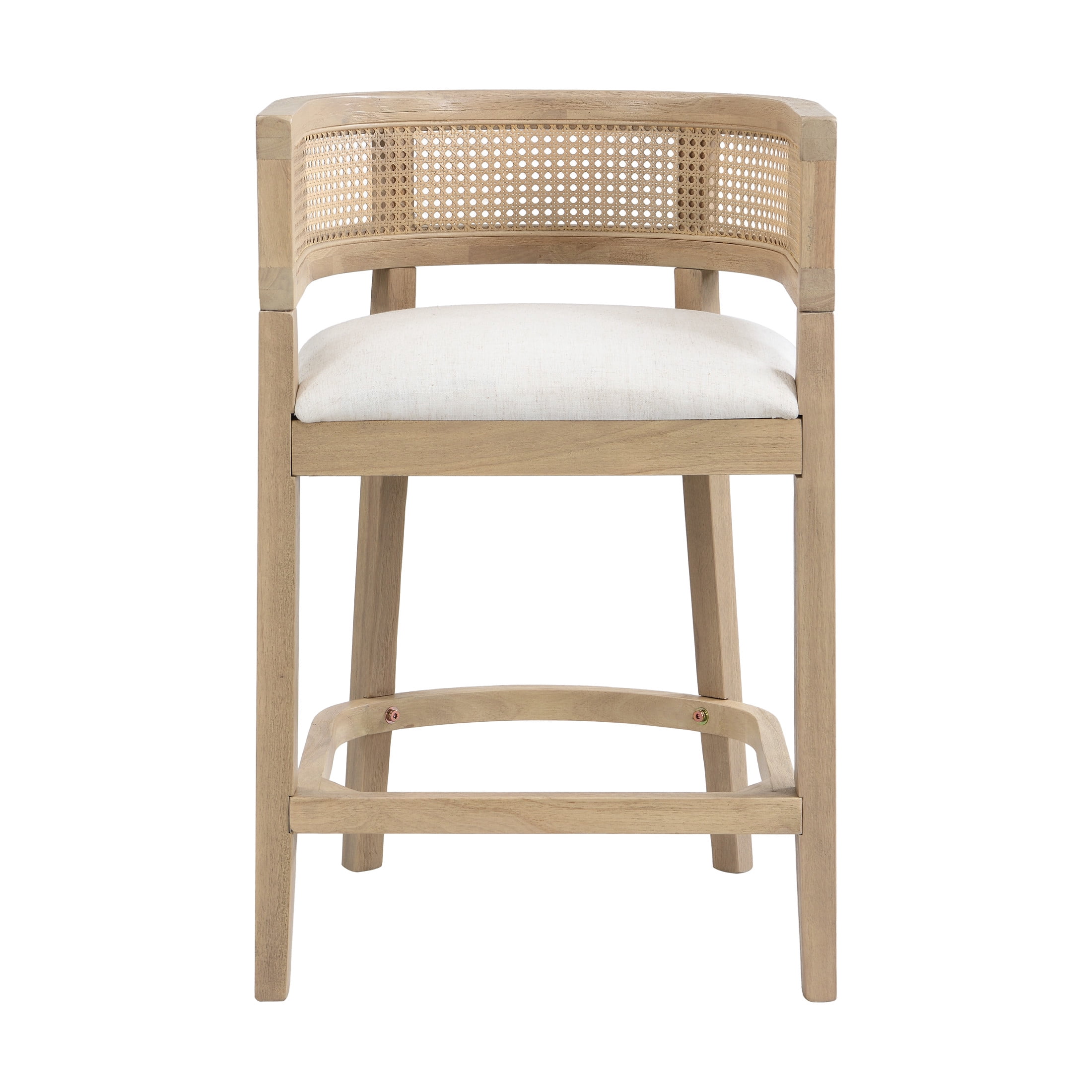 Christopher Knight Home 25.5" Upholstered Counter Stools, Wood Frame with Rattan Back, Light Ash, Set of 2
