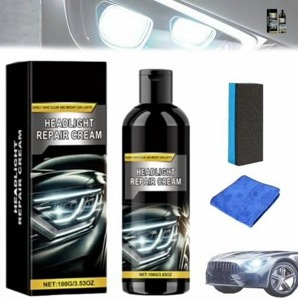 Crema reparadora de faros 2025, kit de restauración de faros de coche para arañazos amarillentos, 100 ml
