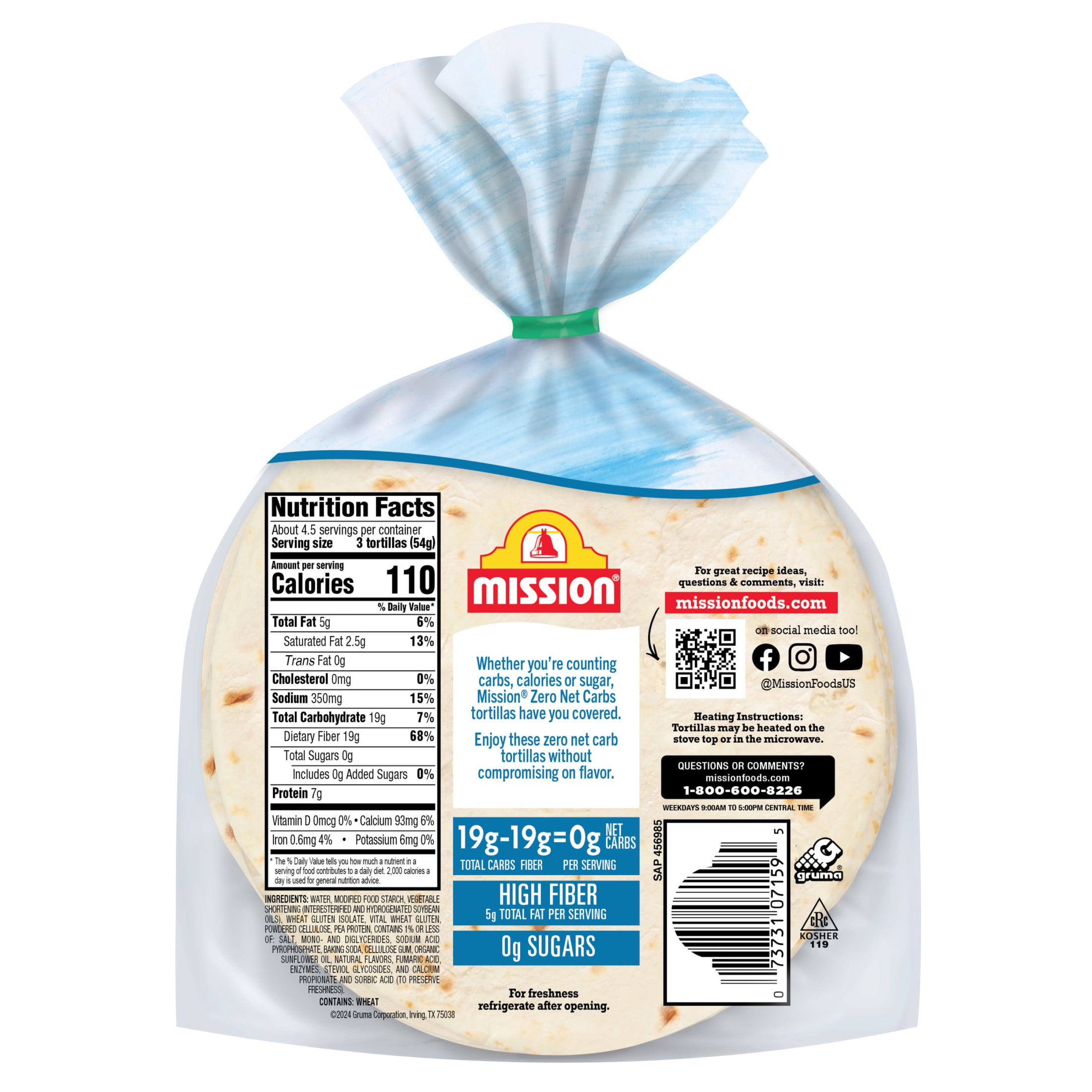 Mission Zero Net Carbs Original Flour Tortillas, Street Tacos Size, 14 Count