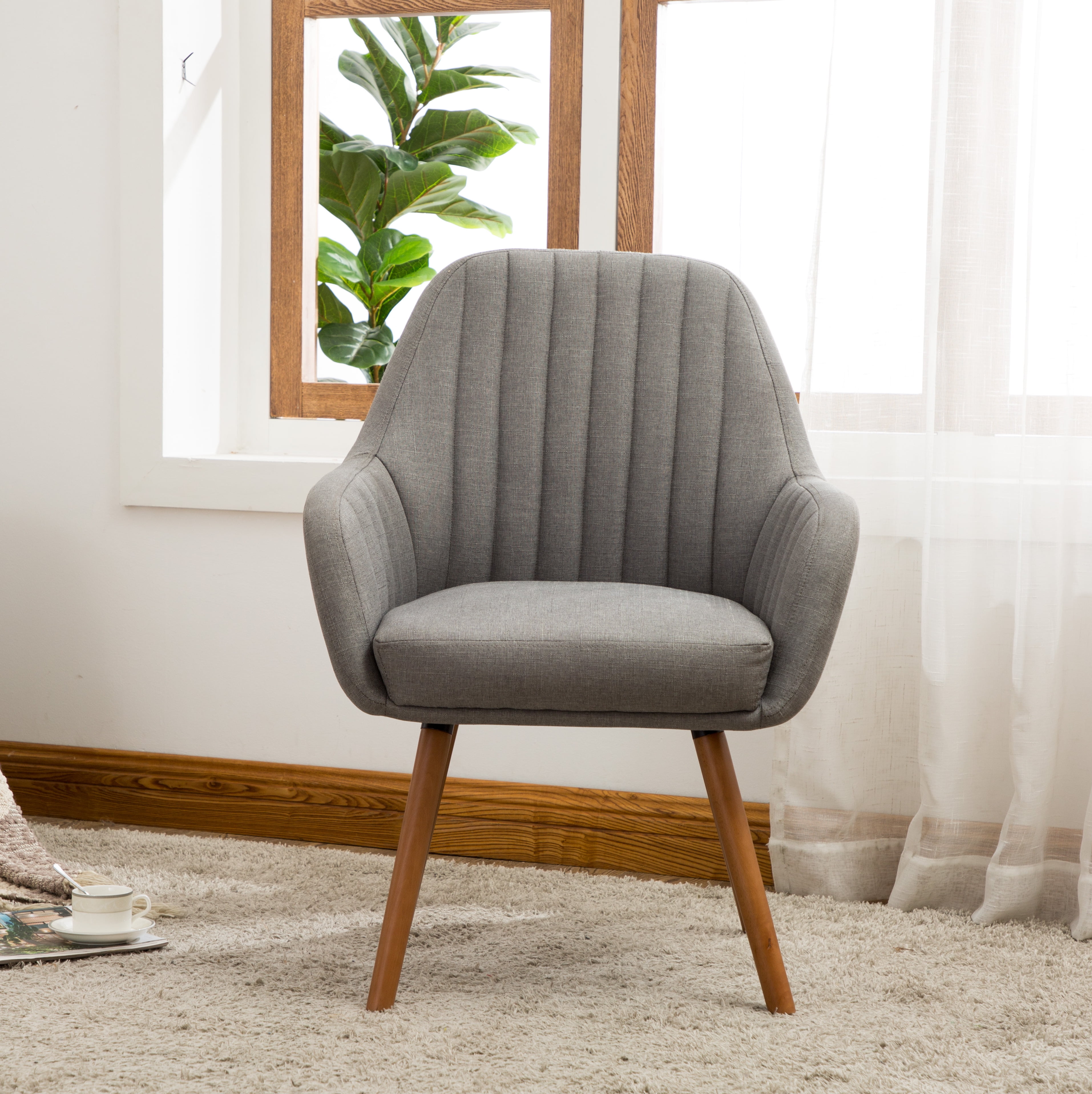 Roundhill Furniture Tuchico Contemporary Fabric Accent Chair in Gray