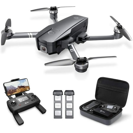 Holy Stone HS720 GPS Drone Foldable FPV with 4K Camera for Adults and Beginners Brushless Motor 2 Batteries Double the Flight Time Black