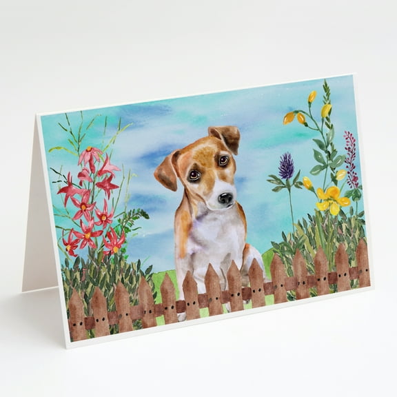 Jack Russell Terrier #2 Spring Greeting Cards and Envelopes Pack of 8