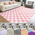 thumbnail image 2 of Pink White Checkerboard Area Rug Multi Color Options Doormat Modern Living Room Carpet Non Slip Floor Mat for Home Decor, 2 of 9