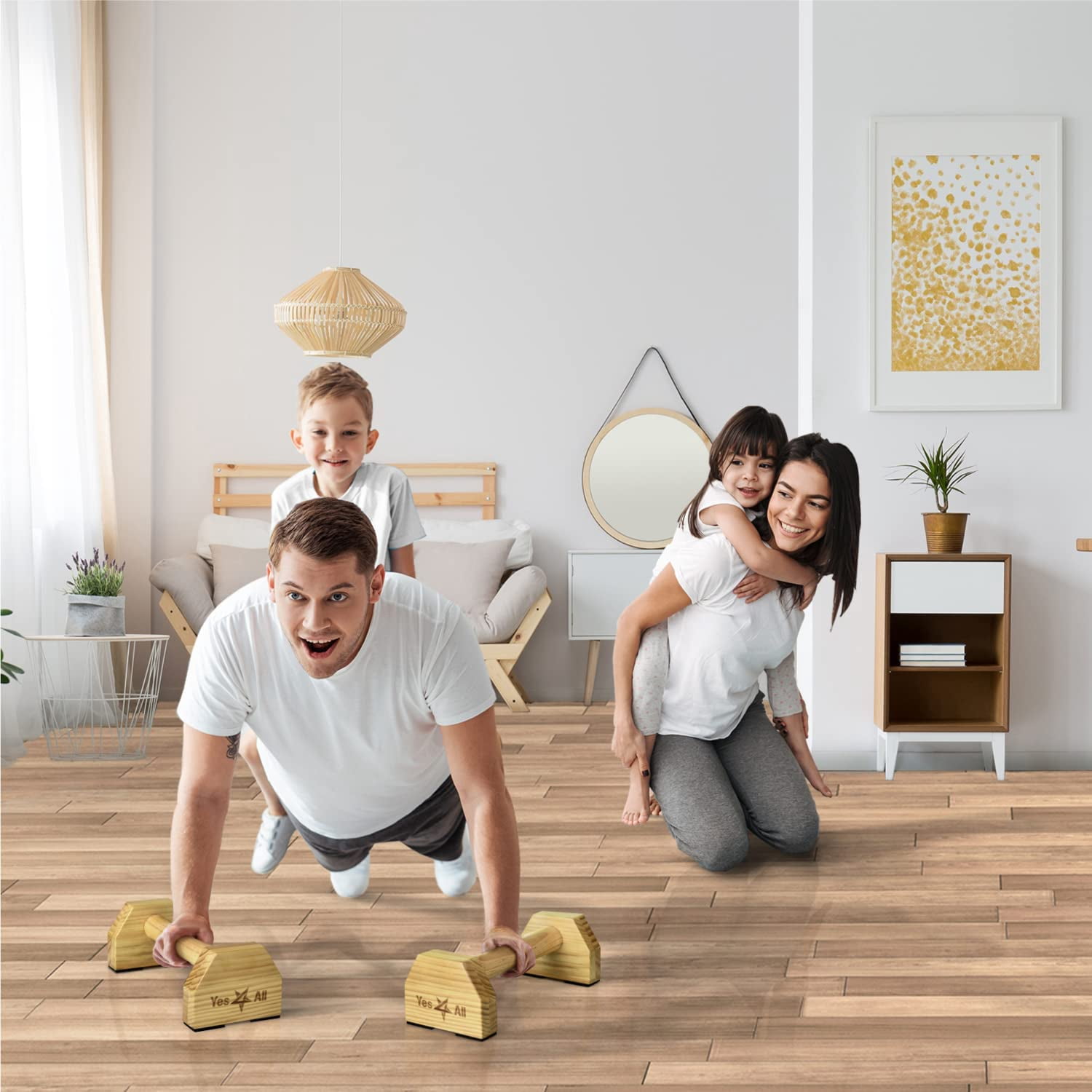 Yes4All Wooden Parallettes, Natural, Pair