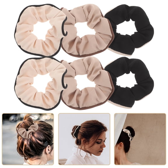Minkissy 6Pcs Assorted Color Hair Ties Thick Fabric Scrunchies Gentle Coffee Hue