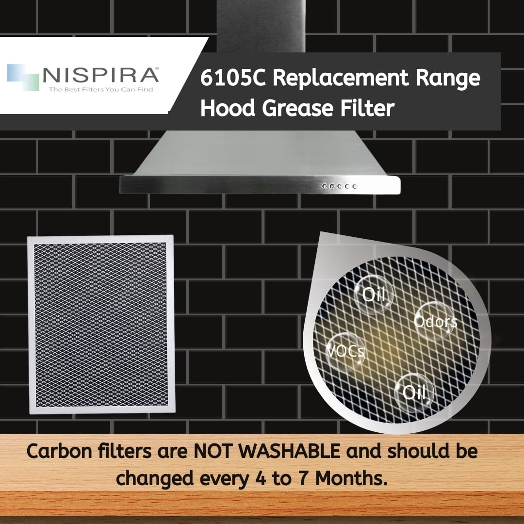 Nispira Replacement Range Hood Grease Filter with Charcoal Compatible with Broan 97007696, S97007696, 6105C, 1172266, 41F. A set of 8 Filters