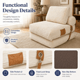 thumbnail image 6 of Miniyam Folding Floor Chair Bed, 3-in-1 Convertible Floor Sofa Bed with Flannelette Upholstery and Side Pockets, White, 6 of 8