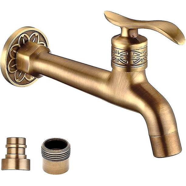 Grifo de Pared LIUXGMXG Latón Antiguo para Lavadora Manguera de Jardín Agua Fría Largo