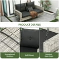 thumbnail image 4 of Uforic 2-Seats Wicker Hanging Porch Swing Chair Outdoor Gray Rattan Patio Swing Lounge w/ 2 Back Cushions Capacity 530lbs for Garden, Balcony, Living Room, Gray Rattan Black Cushion, 4 of 9