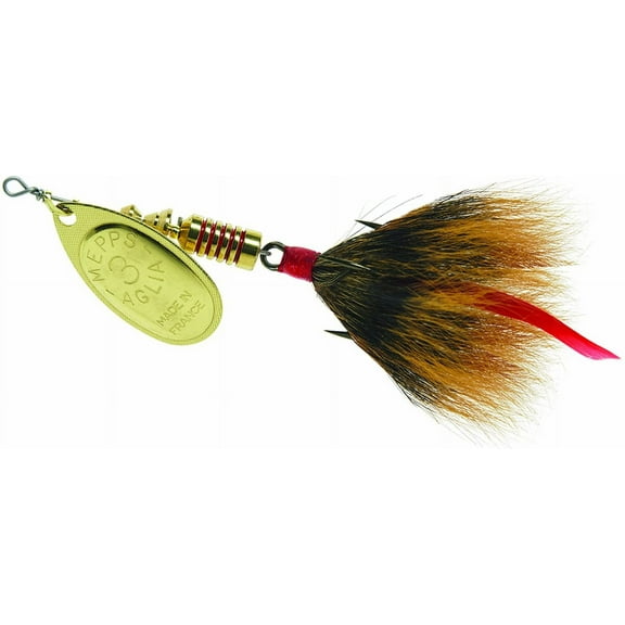Mepps Dressed Aglia Inline Spinner, 1/4 oz, Gold and Brown