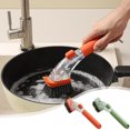 thumbnail image 1 of Cepillo para ollas de cocina antimanchas con dispensador de jabón, resistente a salpicaduras, limpiador de prensa de 10,24 pulgadas, verde o naranja Yulucky, 1 of 8