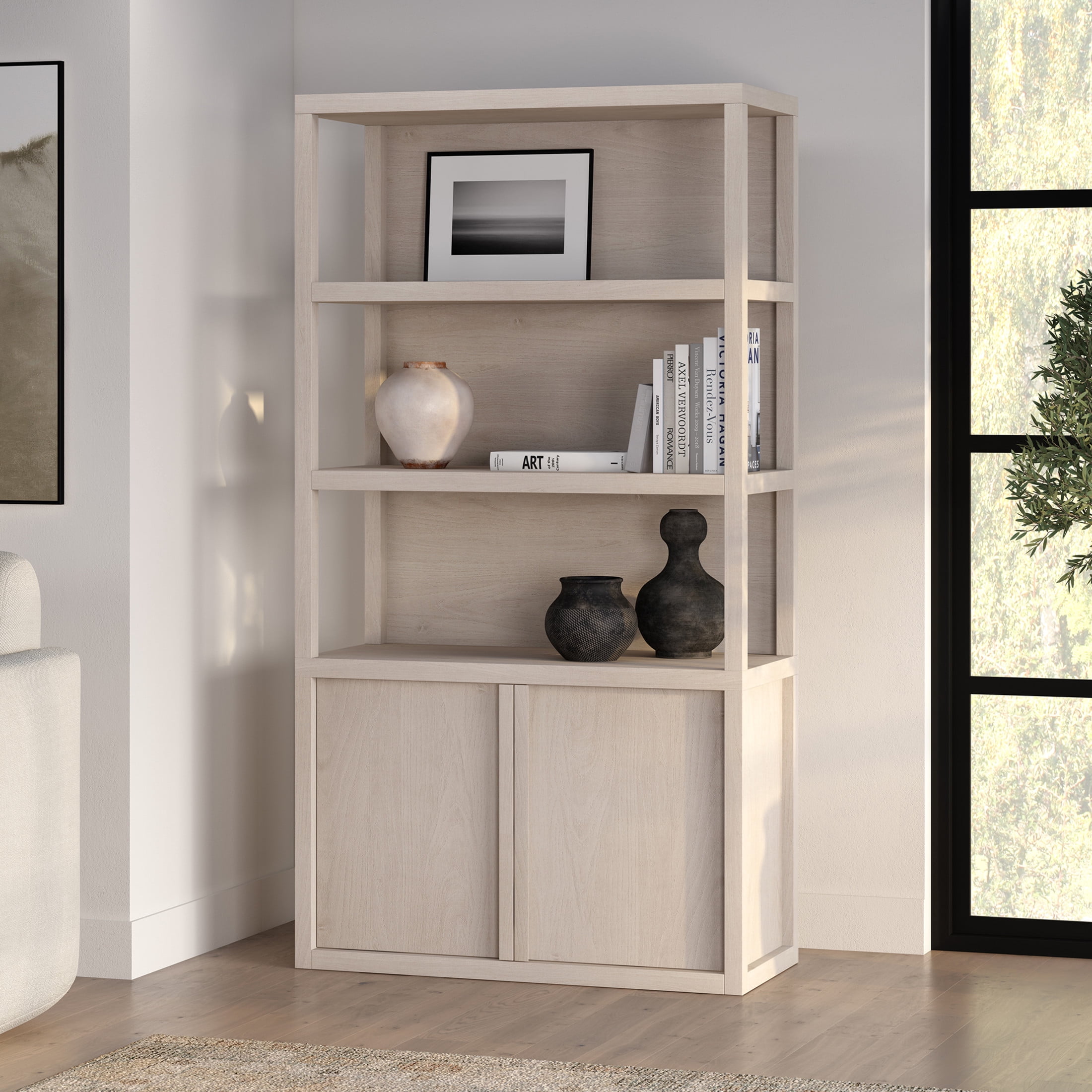 Evelyn&Zoe Modern/Contemporary 67.5" Tall Alder White Bookcase