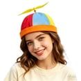 thumbnail image 3 of Womens Beach Hat Unisex Adjustable Adult Baseball Cap Detachable Propeller Novelty Hat Orange One Size, 3 of 5