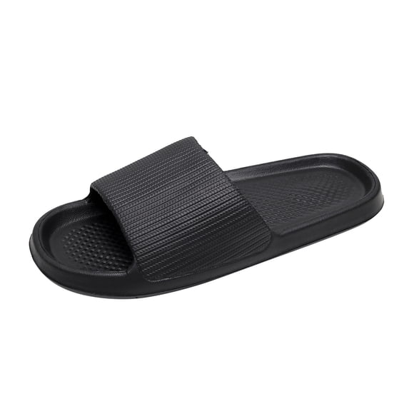 B91xZ Men's Shower Shoes Quick Dry Flip-Flop Slides Soft Comfort Fit & Arch Support,Black 9