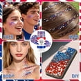 thumbnail image 4 of Fuebueo Red White Blue Hair Glitter Stick,Patriotic Glitter for 4th of July Outfits, Fourth of July Accessories for Women/Men, Waterproof Glitter Decorations for Party, Set A, 4 of 10