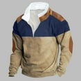 thumbnail image 2 of Momasggi Men's Quarter Zipper Sweatshirts Fall Winter Warm Pullover Tops Fashion Color Block Long Sleeve Stand Collar Sweatshirts Big and Tall Outdoor Tactical Sweatshirt Khaki 5XL, 2 of 4