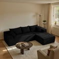 thumbnail image 4 of QuzyAor 104" Black Boneless Couch, Cloud Couch Sectional for Living Room, Modular L Shape Sofa with Right Chaise, Corduroy Deep Seat, No Assembly, 4 of 8