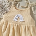 thumbnail image 6 of Odeerbi Toddler One Piece Bubble Romper Baby Boys Girl Comfortable Solid Color Rainbow Sling Jumpsuit Beige, 6 of 8