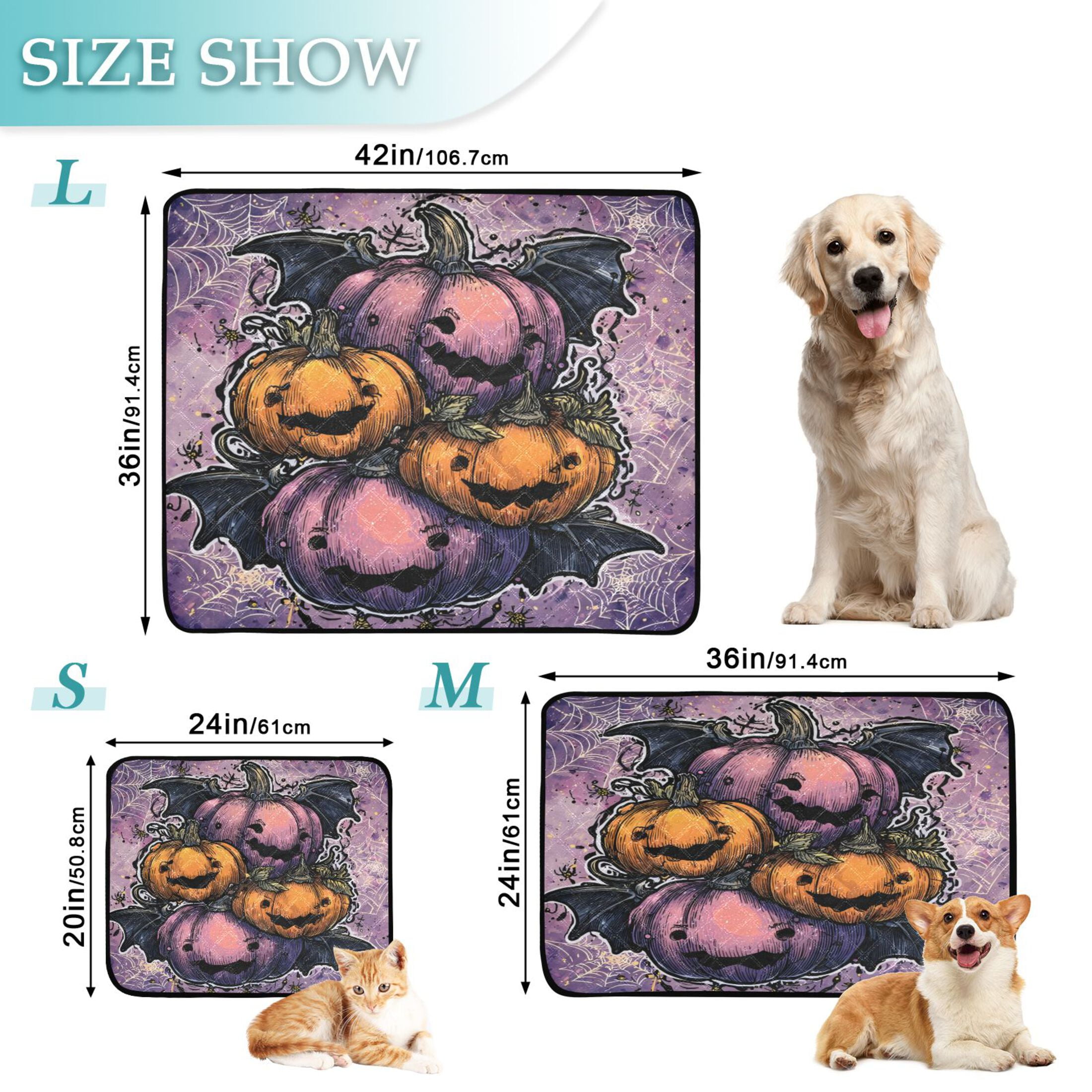 Qxltty Smile Pumpkin Cat litter Pads Pet Set of 3 Diaper Mats Center Anti-leakage Layer Absorbent Soft and Comfortable