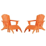 Portside 4-Piece Adirondack Chair with Matching Ottoman Footrest Set Orange